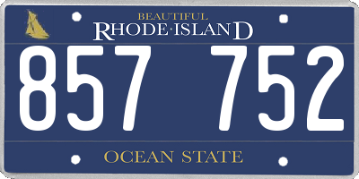 RI license plate 857752