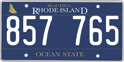 RI license plate 857765