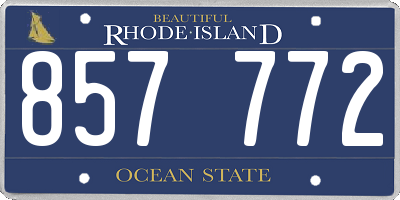 RI license plate 857772