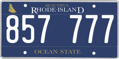 RI license plate 857777