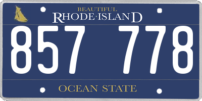 RI license plate 857778