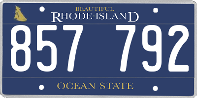 RI license plate 857792