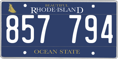 RI license plate 857794