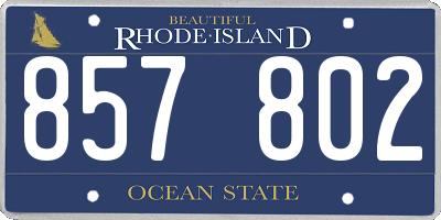 RI license plate 857802