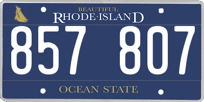 RI license plate 857807