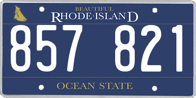 RI license plate 857821