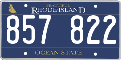RI license plate 857822