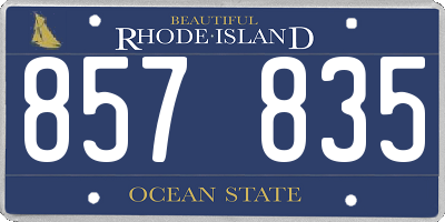 RI license plate 857835