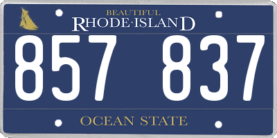 RI license plate 857837