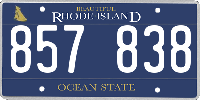 RI license plate 857838