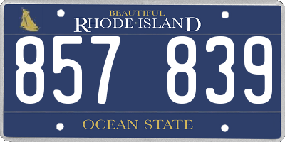 RI license plate 857839