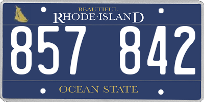 RI license plate 857842