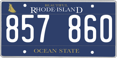 RI license plate 857860