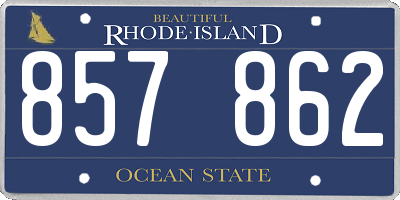 RI license plate 857862