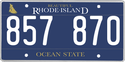 RI license plate 857870