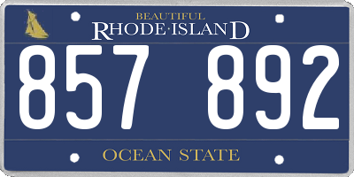 RI license plate 857892