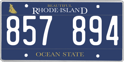 RI license plate 857894