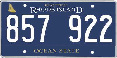 RI license plate 857922