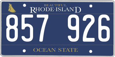 RI license plate 857926