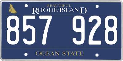 RI license plate 857928