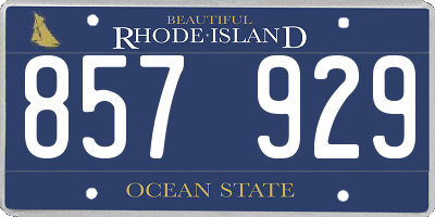 RI license plate 857929