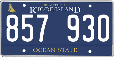 RI license plate 857930