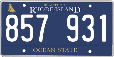 RI license plate 857931