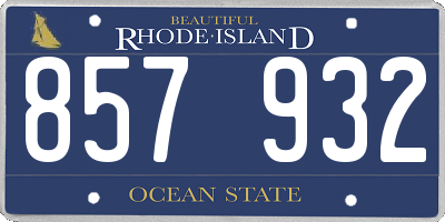 RI license plate 857932