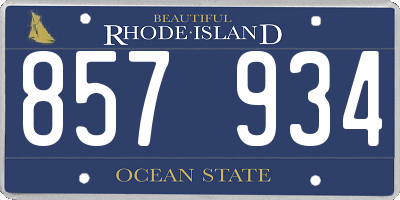 RI license plate 857934
