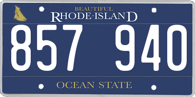 RI license plate 857940