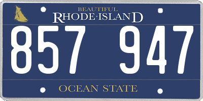 RI license plate 857947