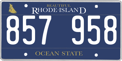 RI license plate 857958