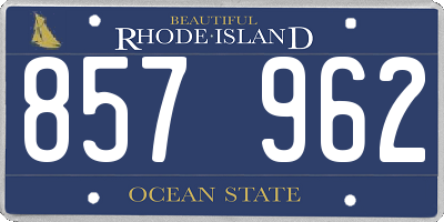 RI license plate 857962