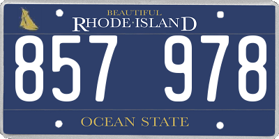 RI license plate 857978