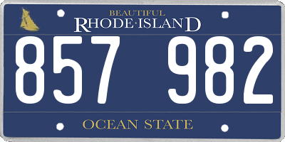 RI license plate 857982