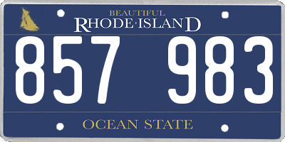 RI license plate 857983
