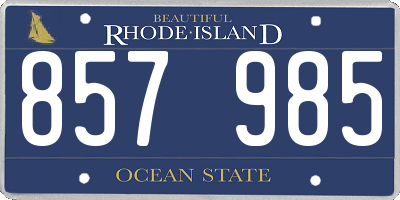RI license plate 857985