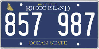 RI license plate 857987
