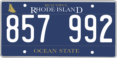 RI license plate 857992