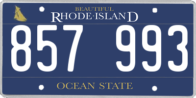 RI license plate 857993