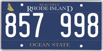 RI license plate 857998