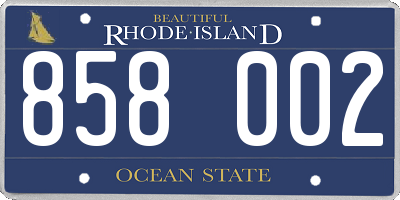 RI license plate 858002