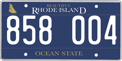 RI license plate 858004