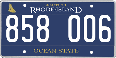RI license plate 858006