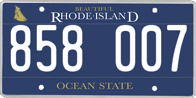 RI license plate 858007