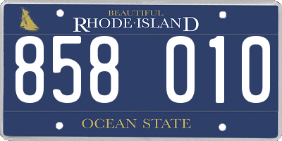 RI license plate 858010