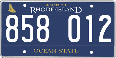 RI license plate 858012