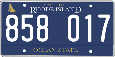 RI license plate 858017