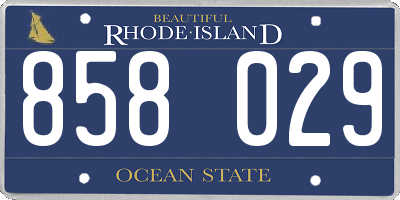 RI license plate 858029