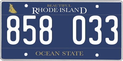 RI license plate 858033